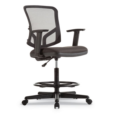 Alera Everyday Task Stool, Fabric Seat, Mesh Back, Supports Up to 275 lb, 20.9" to 29.6" Seat Height, Black ALETE4617