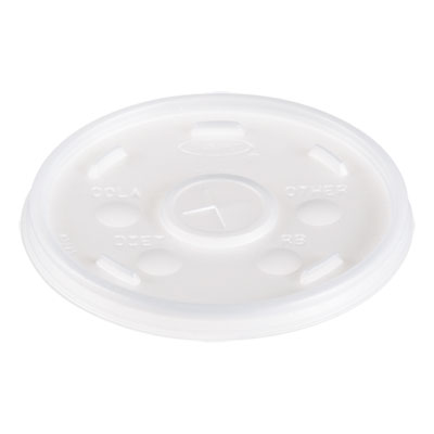 Dart Plastic Lids for 16oz Hot/Cold Foam Cups Slip-Thru Lid White 1000/Carton 