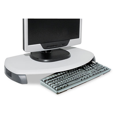 CRT/LCD Stand with Keyboard Storage, 23" x 13.25" x 3", Light Gray/Dark Gray, Supports 80 lbs KTKMS280