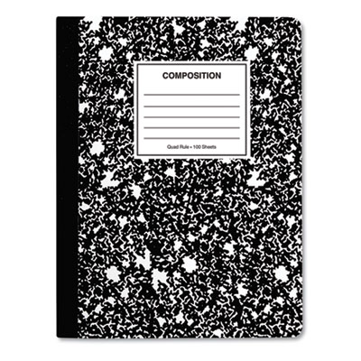 Quad Rule Composition Book, Quadrille Rule, Black Marble Cover, 9.75 x 7.5, 100 Sheets UNV20950