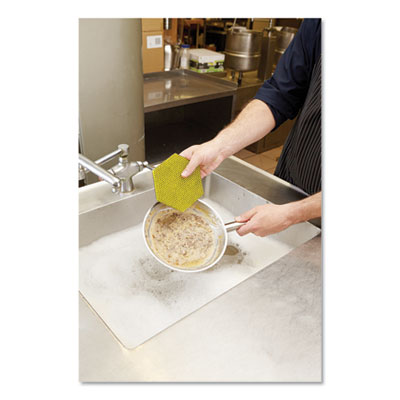 Dual Purpose Scour Pad, 5 x 5.75, Green/Yellow, 15/Carton