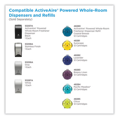 ActiveAire Powered Whole-Room Freshener, Coastal Breeze, Gel, Cartridge, 12/Carton