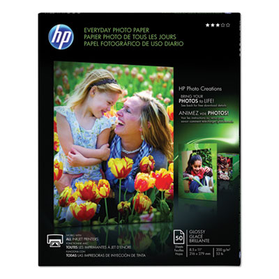 Everyday Photo Paper, 8 mil, 8.5 x 11, Glossy White, 50/Pack HEWQ8723A