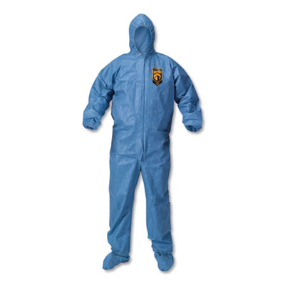 A60 Blood and Chemical Splash Protection Coveralls, X-Large, Blue, 24/Carton KCC45094