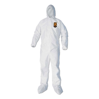 A40 Elastic-Cuff, Ankle, Hood and Boot Coveralls, Large, White, 25/Carton KCC44333