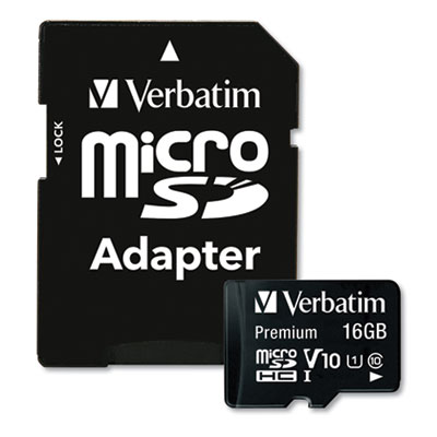 16GB Premium microSDHC Memory Card with Adapter, UHS-I V10 U1 Class 10, Up to 80MB/s Read Speed VER44082
