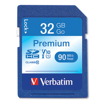 32GB Premium SDHC Memory Card, UHS-I V10 U1 Class 10, Up to 90MB/s Read Speed VER96871