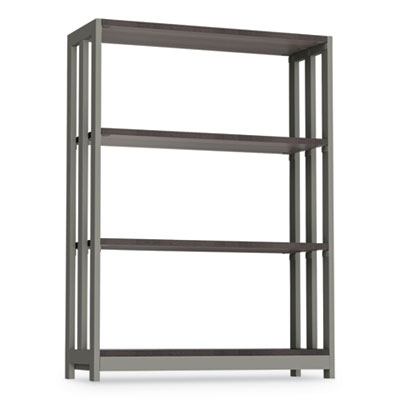 Trento Line Bookcase, Three-Shelf, 31.5w x 11.63d x 43.25h, Mocha