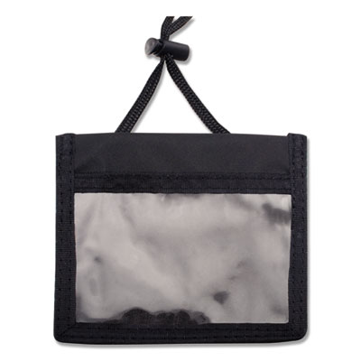 ID Badge Holders with Convention Neck Pouch, Horizontal, Black/Clear 5