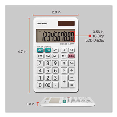 EL-377WB Large Pocket Calculator, 10-Digit LCD