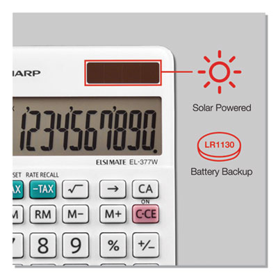 EL-377WB Large Pocket Calculator, 10-Digit LCD