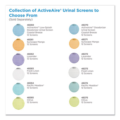ActiveAire Deodorizer Urinal Screen, Coastal Breeze Scent, Blue, 12/Carton