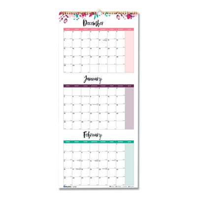 Blueline® 3-Month Wall Calendar