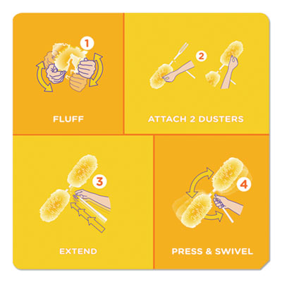 Heavy Duty Dusters with Super Extender Handle, 6 ft Handle, 1 Handle/4 Dusters, 4/Carton