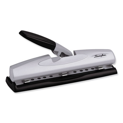 12-Sheet LightTouch Desktop Two- to Three-Hole Punch, 9/32" Holes, Black/Silver SWI74026