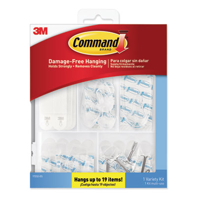 Clear Hooks and Strips, Plastic, Asst, 16 Picture Strips/15 Hooks/22 Strips/PK MMM17232ES