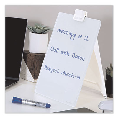 Glass Dry Erase Desktop Copy Holder, 20 Sheet Capacity, Glass/Plastic, White
