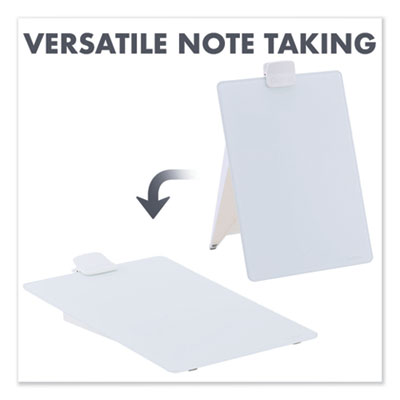 Glass Dry Erase Desktop Copy Holder, 20 Sheet Capacity, Glass/Plastic, White