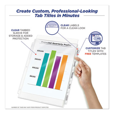 Print and Apply Index Maker Clear Label Sheet Protector Dividers with White Tabs, 5-Tab, 11 x 8.5, White, 1 Set