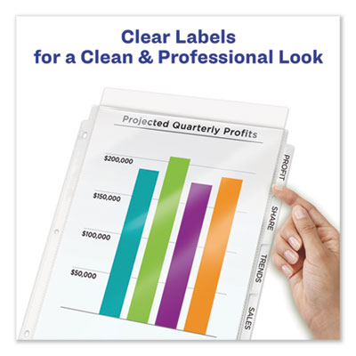 Print and Apply Index Maker Clear Label Sheet Protector Dividers with White Tabs, 5-Tab, 11 x 8.5, White, 1 Set