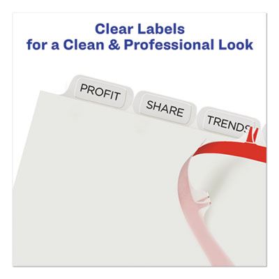 Print and Apply Index Maker Clear Label Plastic Dividers w/Printable Label Strip, 8-Tab, 11 x 8.5, Frosted Clear Tabs, 5 Sets