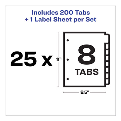 Print and Apply Index Maker Clear Label Dividers, 8-Tab, 11 x 8.5, White, 25 Sets