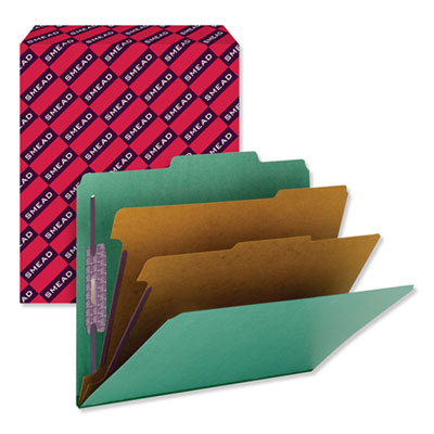 Smead(TM) Six-Section Colored Pressboard Top Tab Classification Folders with SafeSHIELD® Coated Fasteners
