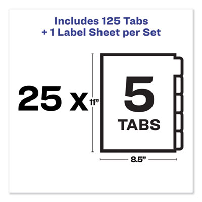 Print and Apply Index Maker Clear Label Unpunched Dividers, 5-Tab, 11 x 8.5, White, 25 Sets
