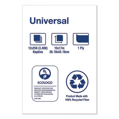 Universal One-Ply Dinner Napkins, 1-Ply, 15