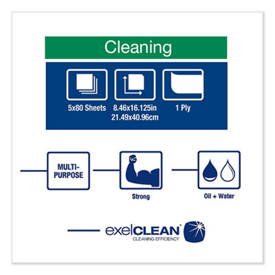 Picture of Heavy-Duty Cleaning Cloth,  1-Ply, 8.46" x 16.12", White, 80/