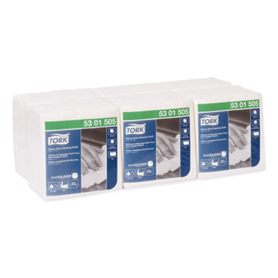Picture of Heavy-Duty Cleaning Cloth,  1-Ply, 12.6" x 13", White, 50/Pac
