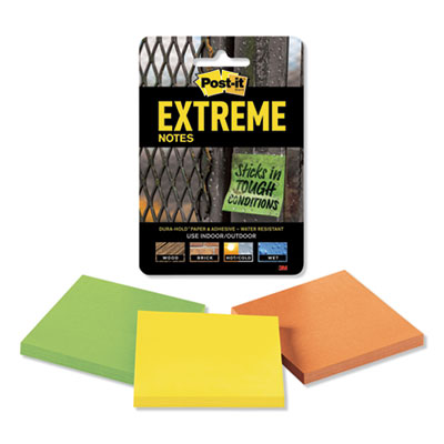 Extreme Notes 3" x 3", Water Resistant, Multi-Colors, 45 Sheets per Pad, 3 Pack MMMXTRM333TRYMX
