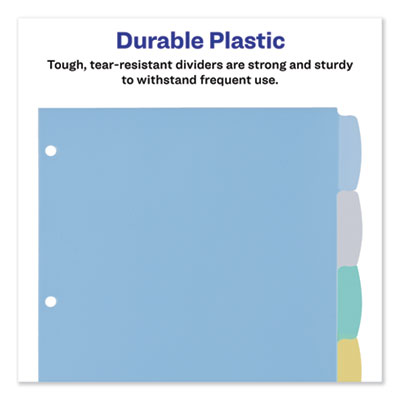 Write and Erase Big Tab Durable Plastic Dividers, 3-Hole Punched, 5-Tab, 11 x 8.5, Assorted, 1 Set