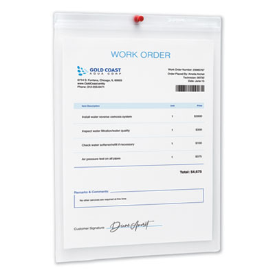 Heavyweight Clear Job Ticket Holder, Top Load 9 x 12 Insert, Clear Front, 10/Pack