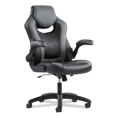9-One-One High-Back Racing Style Chair with Flip-Up Arms, Supports Up to 225 lb, Black Seat, Gray Back, Black Base BSXVST911