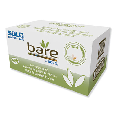 Bare Paper Eco-Forward Dinnerware, Plate, 6" dia, Green/Tan, 125/Pack, 4 Packs/Carton SCCOFMP6J7234