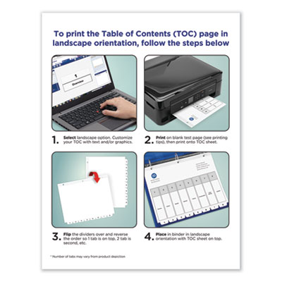 Customizable TOC Ready Index Black and White Dividers, 31-Tab, 1 to 31, 11 x 8.5, 1 Set