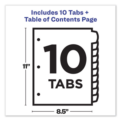 Customizable TOC Ready Index Black and White Dividers, 10-Tab, 1 to 10, 11 x 8.5, 1 Set