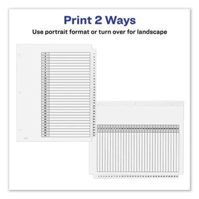 Customizable TOC Ready Index Black and White Dividers, 31-Tab, 1 to 31, 11 x 8.5, 1 Set