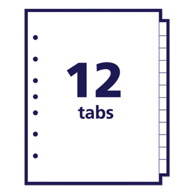 Preprinted Tab Dividers, 12-Tab, Jan. to Dec., 8.5 x 5.5, White, 1 Set