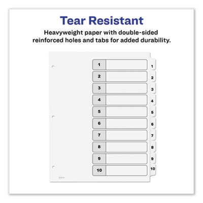 Customizable TOC Ready Index Black and White Dividers, 10-Tab, 1 to 10, 11 x 8.5, 1 Set