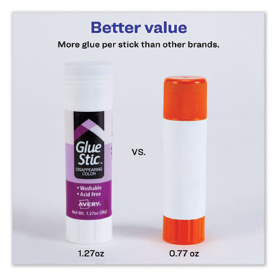 Permanent Glue Stic Value Pack, 1.27 oz, Applies Purple, Dries Clear, 6/Pack