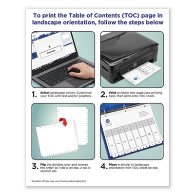 Customizable TOC Ready Index Black and White Dividers, 12-Tab, 1 to 12, 11 x 8.5, 1 Set
