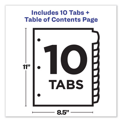 Customizable Table of Contents Ready Index Dividers with Multicolor Tabs, 10-Tab, 1 to 10, 11 x 8.5, Translucent, 1 Set