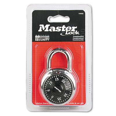 Combination Lock, Stainless Steel, 1 7/8" Wide, Black Dial MLK1500D