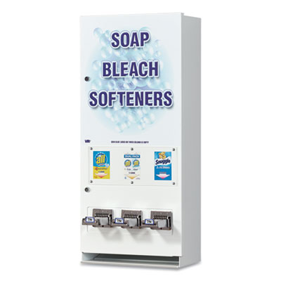 Coin-Operated Soap Vender, 3-Column, 16.25 x 9.5 x 37.75, White/Blue VEN394100