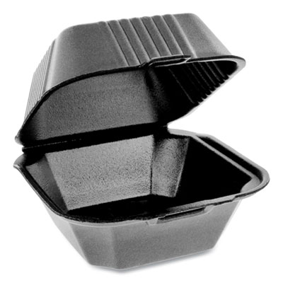 SmartLock Foam Hinged Containers, Sandwich, 5.75 x 5.75 x 3.25, Black, 504/Carton