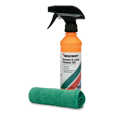 6850016831761, SKILCRAFT Screen and Lens Cleaner Kit, 12 oz Spray/Microfiber Cloth NSN6831761