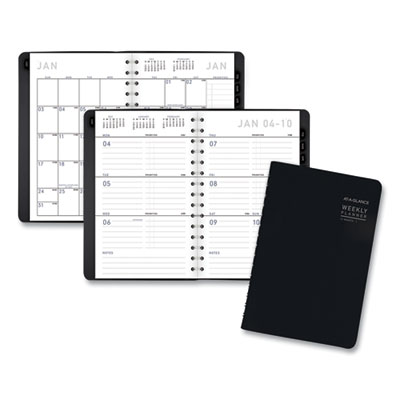 Contemporary Weekly/Monthly Planner, Open-Block Format, 8.5 x 5.5, Black Cover, 12-Month (Jan to Dec): 2022 AAG70100X05