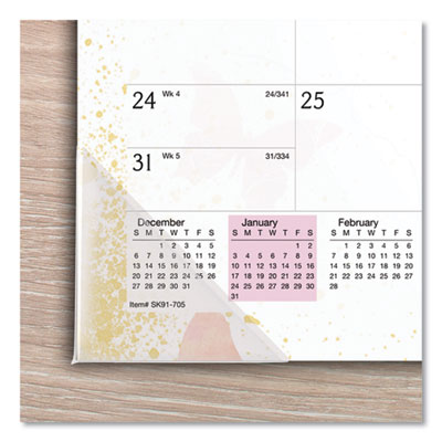 Watercolors Monthly Desk Pad Calendar, Butterfly Artwork, 17.75 x 11, White Sheets, Purple Binding, 12-Month (Jan-Dec): 2025
